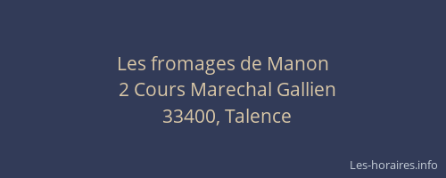 Les fromages de Manon