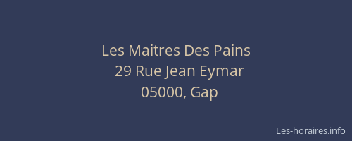 Les Maitres Des Pains