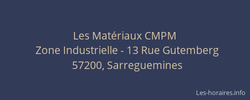 Les Mat&eacute;riaux CMPM