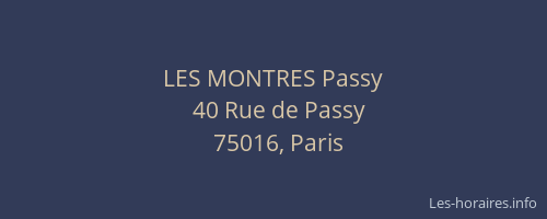LES MONTRES Passy