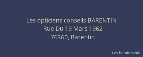Les opticiens conseils BARENTIN