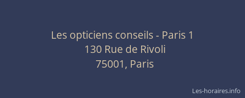 Les opticiens conseils - Paris 1