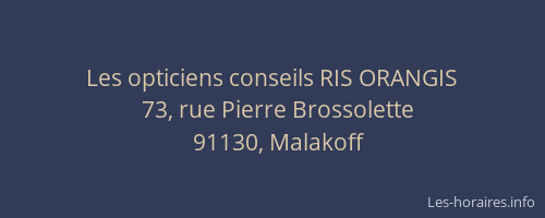 Les opticiens conseils RIS ORANGIS