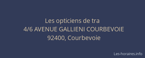 Les opticiens de tra