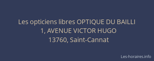 Les opticiens libres OPTIQUE DU BAILLI