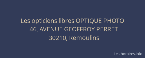 Les opticiens libres OPTIQUE PHOTO