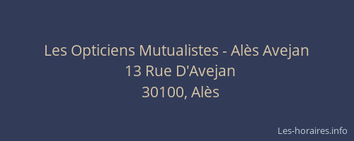 Les Opticiens Mutualistes - Al&egrave;s Avejan