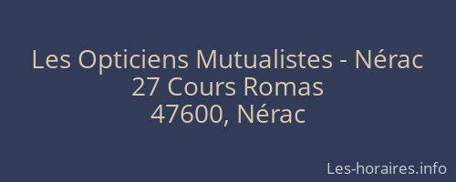 Les Opticiens Mutualistes - Nérac