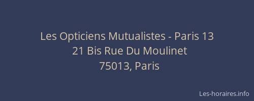 Les Opticiens Mutualistes - Paris 13