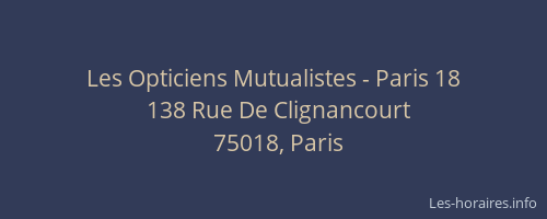 Les Opticiens Mutualistes - Paris 18