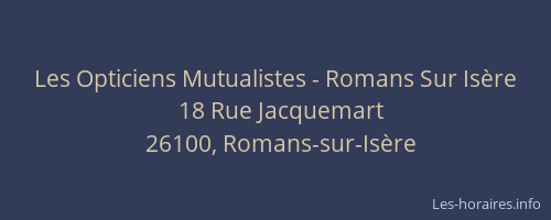 Les Opticiens Mutualistes - Romans Sur Is&egrave;re