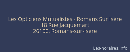 Les Opticiens Mutualistes - Romans Sur Isère