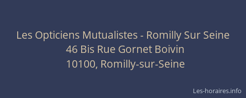Les Opticiens Mutualistes - Romilly Sur Seine