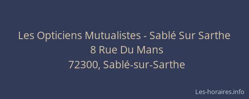Les Opticiens Mutualistes - Sabl&eacute; Sur Sarthe