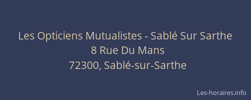 Les Opticiens Mutualistes - Sablé Sur Sarthe