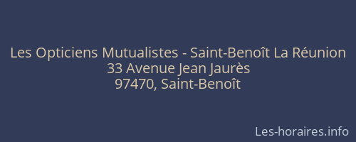 Les Opticiens Mutualistes - Saint-Benoît La Réunion