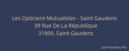 Les Opticiens Mutualistes - Saint Gaudens