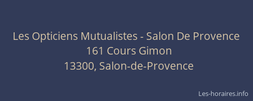 Les Opticiens Mutualistes - Salon De Provence
