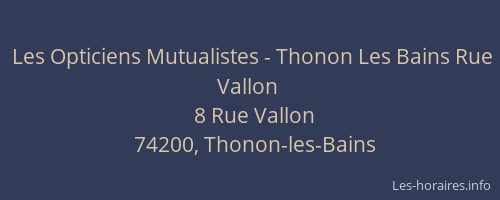 Les Opticiens Mutualistes - Thonon Les Bains Rue Vallon