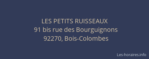 LES PETITS RUISSEAUX