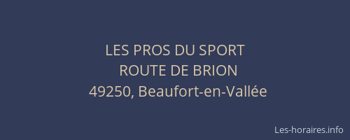 LES PROS DU SPORT