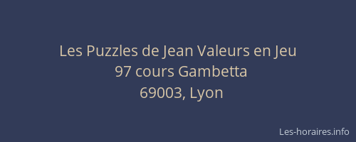 Les Puzzles de Jean Valeurs en Jeu