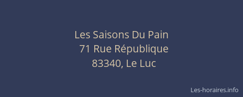Les Saisons Du Pain
