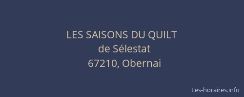 LES SAISONS DU QUILT