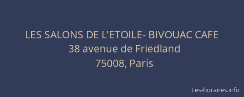 LES SALONS DE L'ETOILE- BIVOUAC CAFE