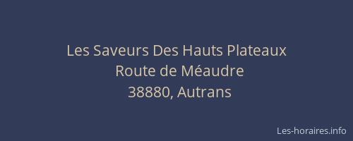 Les Saveurs Des Hauts Plateaux