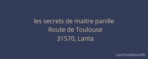 les secrets de maitre panille