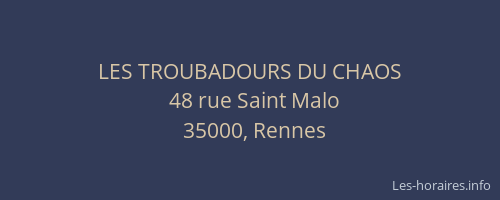 LES TROUBADOURS DU CHAOS
