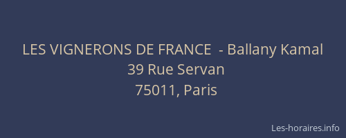 LES VIGNERONS DE FRANCE  - Ballany Kamal