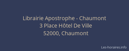 Librairie Apostrophe - Chaumont