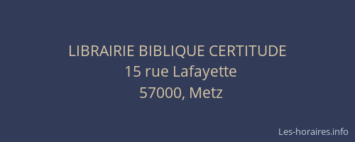 LIBRAIRIE BIBLIQUE CERTITUDE