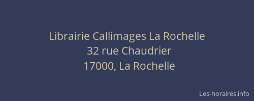 Librairie Callimages La Rochelle