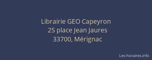 Librairie GEO Capeyron