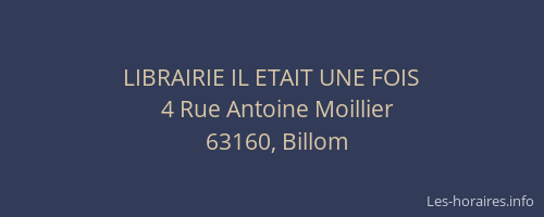 LIBRAIRIE IL ETAIT UNE FOIS