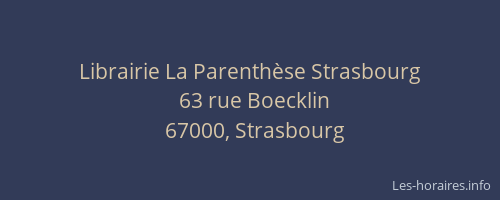 Librairie La Parenthèse Strasbourg