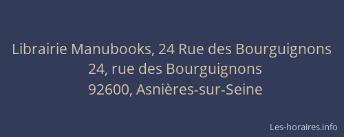 Librairie Manubooks, 24 Rue des Bourguignons