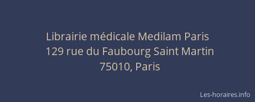Librairie médicale Medilam Paris