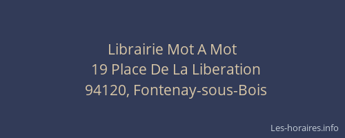 Librairie Mot A Mot
