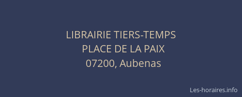 LIBRAIRIE TIERS-TEMPS