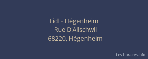 Lidl - H&eacute;genheim