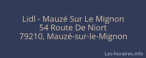 Lidl - Mauzé Sur Le Mignon