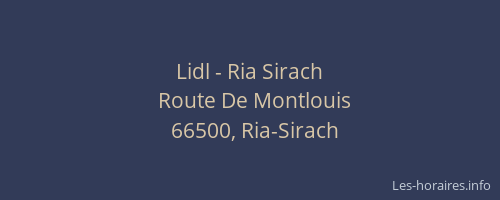 Lidl - Ria Sirach
