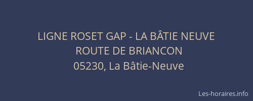 LIGNE ROSET GAP - LA BÂTIE NEUVE
