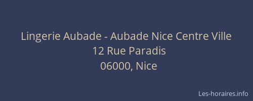 Lingerie Aubade - Aubade Nice Centre Ville