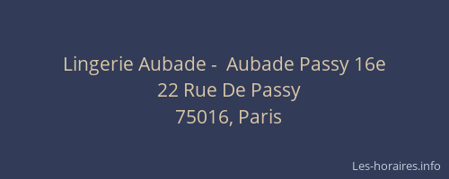 Lingerie Aubade -  Aubade Passy 16e