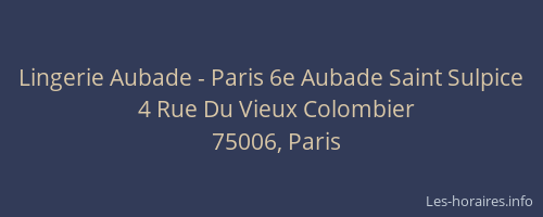 Lingerie Aubade - Paris 6e Aubade Saint Sulpice